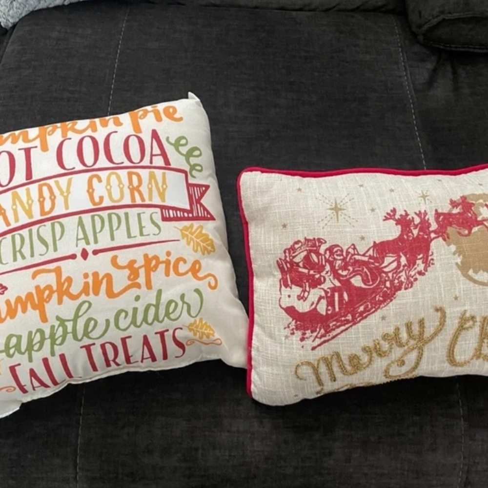 Merry Christmas Throw Pillows Holiday Season Home Decor Winter Fall